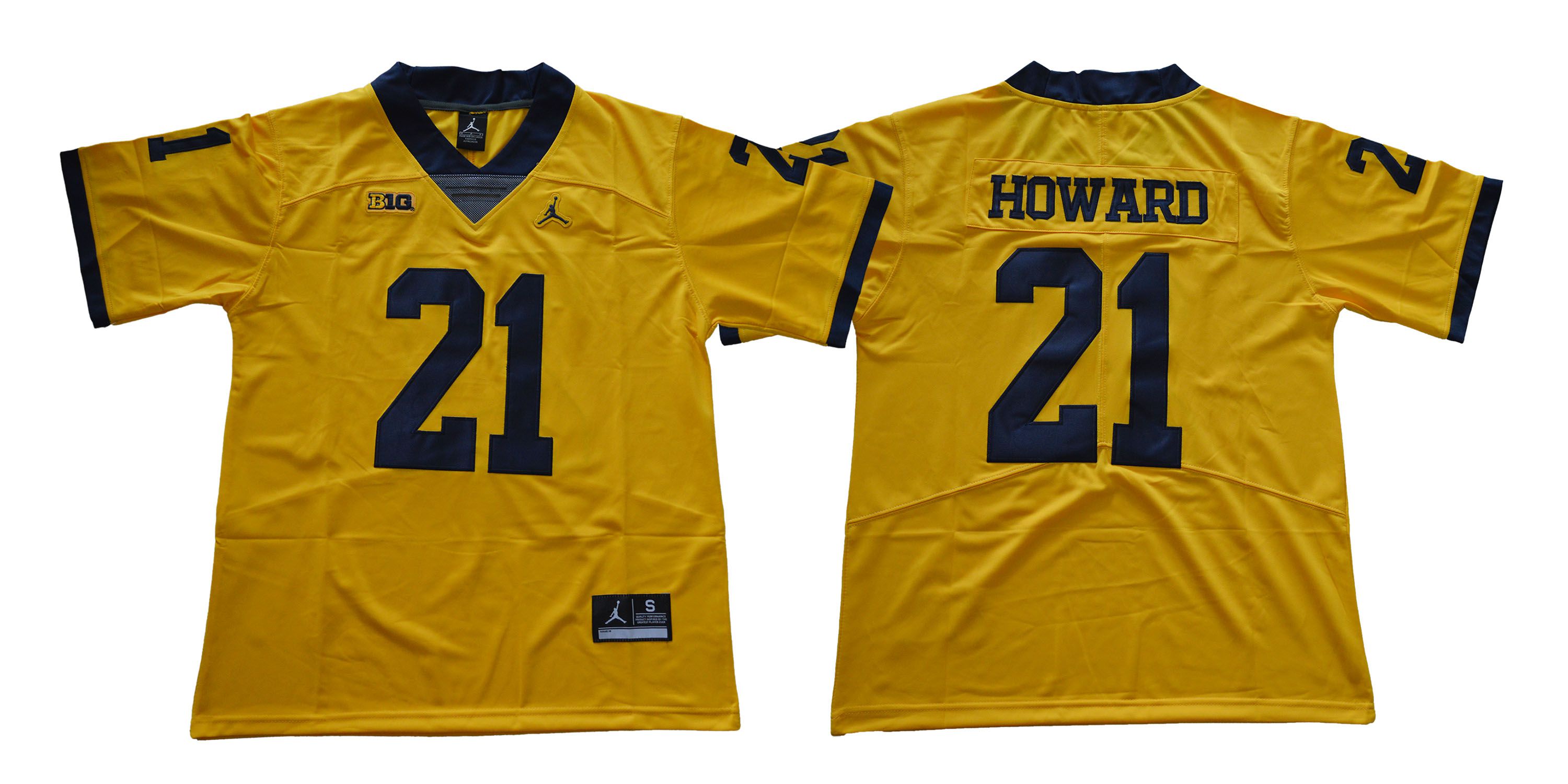 Men Michigan Wolverines 21 Howard Yellow NCAA Jerseys